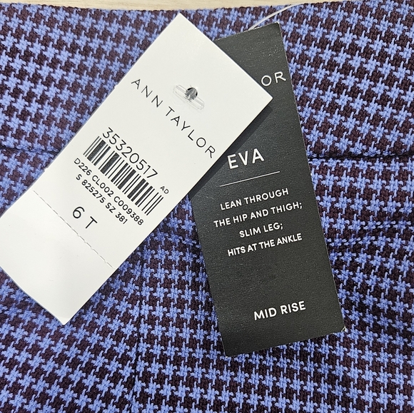 Ann Taylor- Eva Purple Houndstooth Straight Leg Dress Pants, Classy, Size 6 Tall - Picture 7 of 7